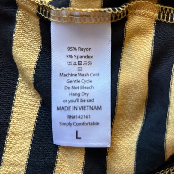 NTW Lularoe Julia dress in mustard & black stripe. Sz L. Super soft & stretchy. - Picture 5 of 5